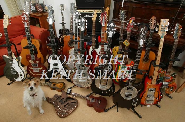 Keith SMart's guitars, Gibson, Zemaitis, Rickenbacker, Eggle, Hayman, Danelectro